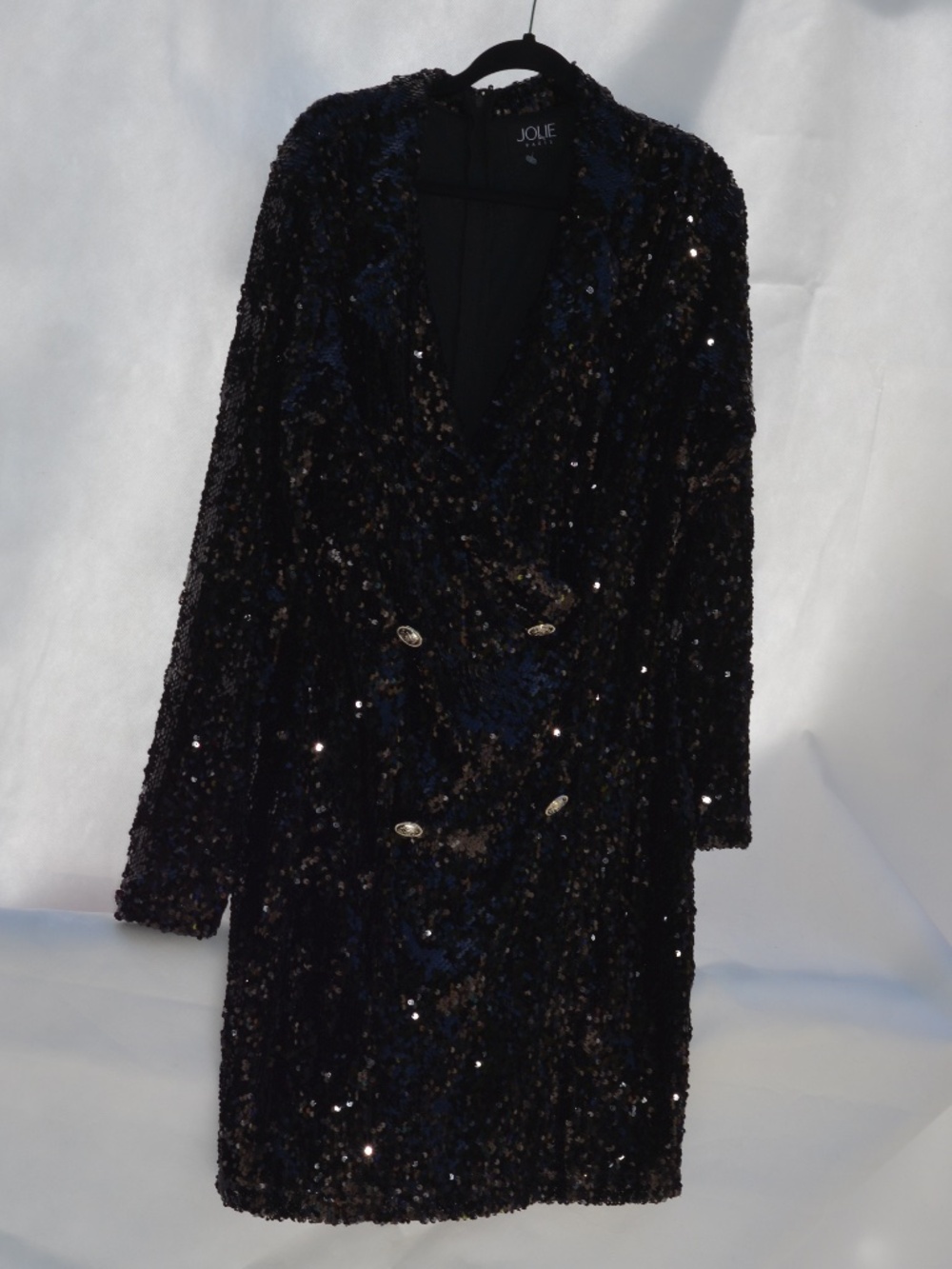 Black Sequin Dress SZ L Jolie Paris B15C